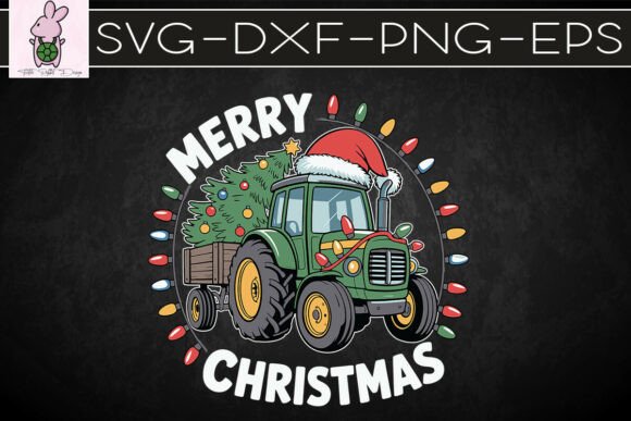 Festive Tractor Xmas Tree Holiday SVG