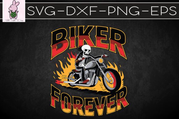 Flaming Skull Biker Forever Cool SVG