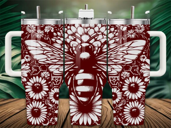 Floral Bee Bloom Tumbler Wrap