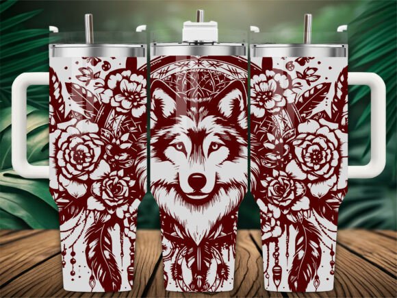 Floral Wolf Tumbler Wrap