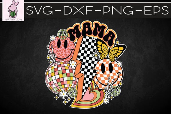 Mama Retro Happy Face Disco Ball SVG
