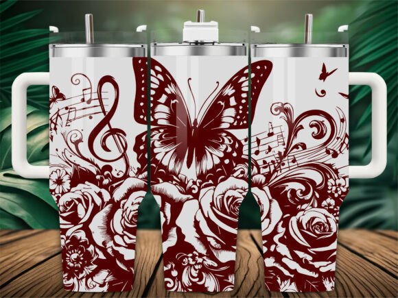 Rose Butterfly Tumbler Wrap