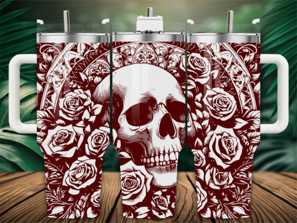 Roses Skull Tumbler Wrap