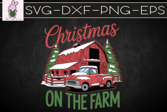 Rustic Christmas Farm Holiday Scene SVG