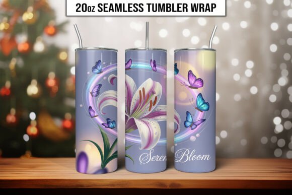 Serene Bloom Butterfly Tumbler Wrap PNG