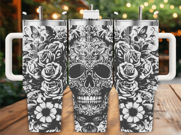Wildflower Skull Tumbler